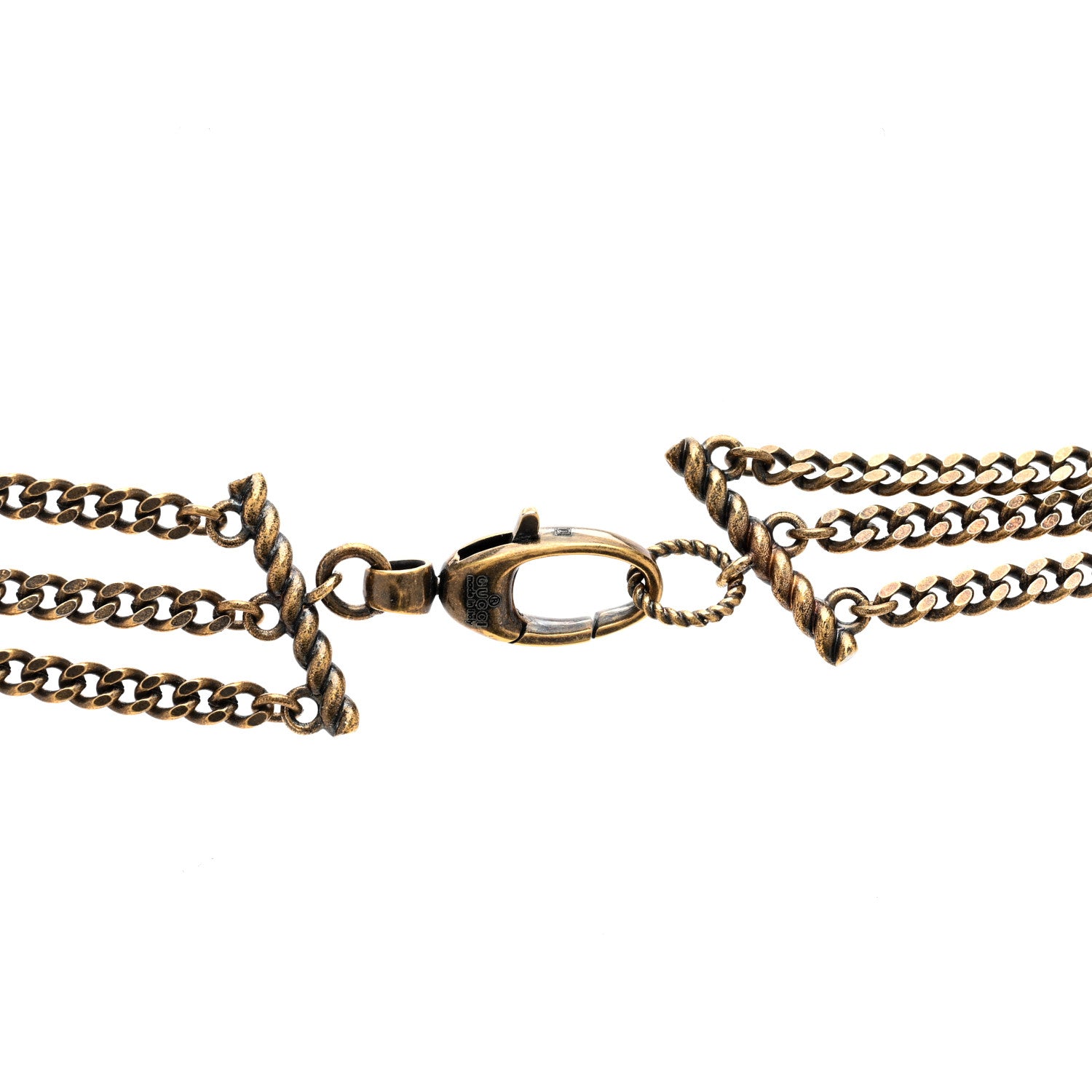 Gucci Metal Marina Link Long Necklace Aged Gold 4 of 5