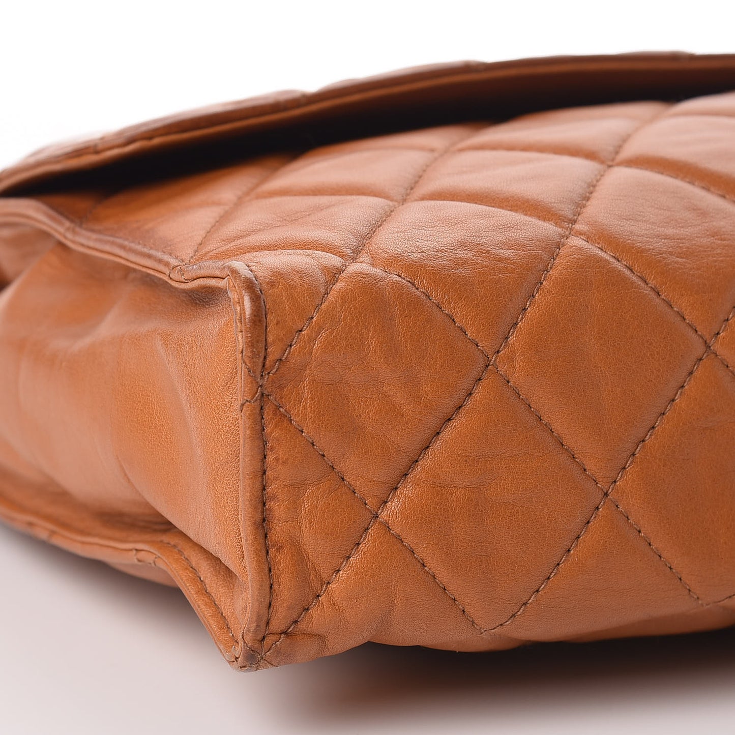 Calfskin Quilted Single Flap Dark Beige