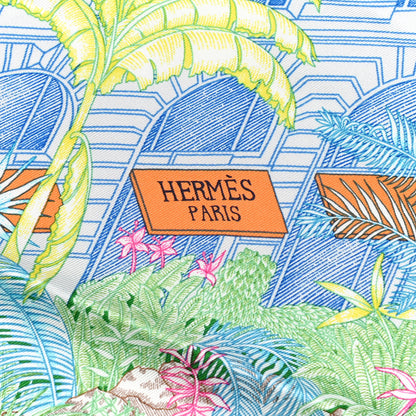 Hermes Silk Twill Faubourg Tropical Scarf 90 Bleu Vert Jaune 2 of 6