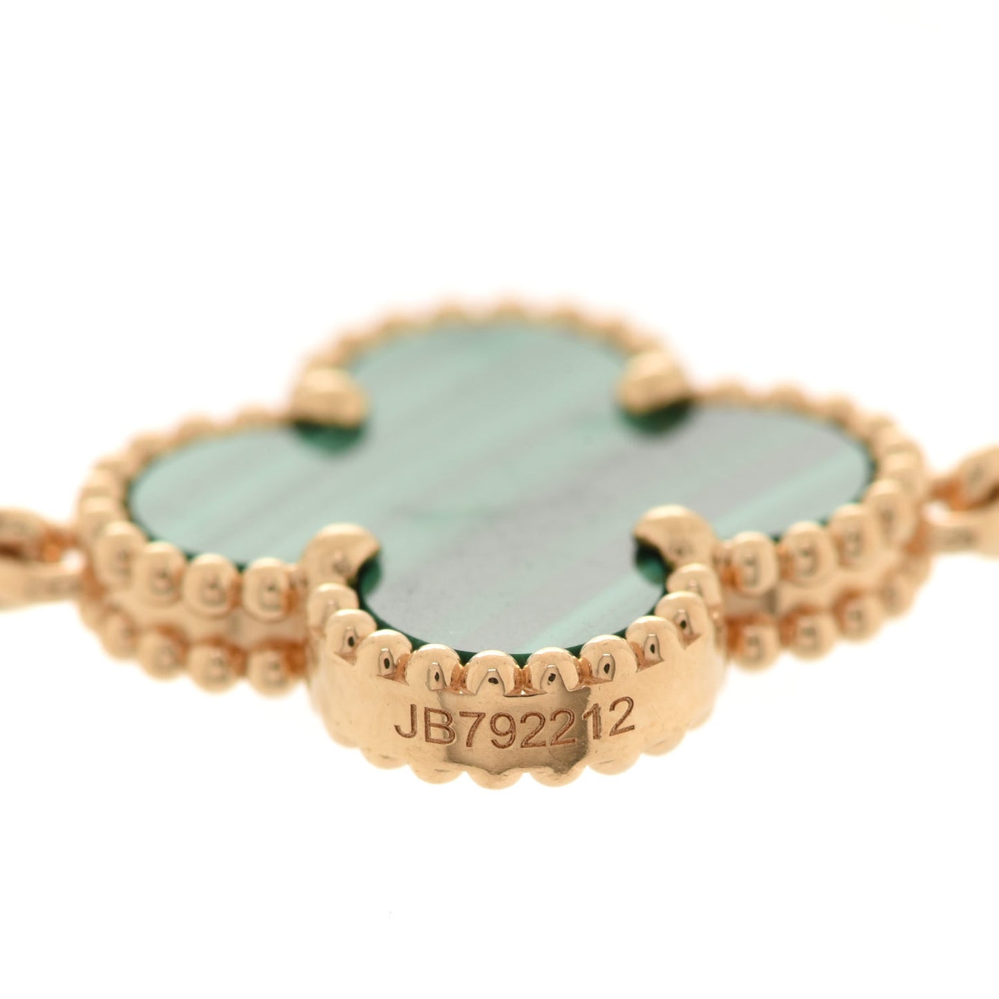 18K Yellow Gold Malachite 5 Motifs Vintage Alhambra Bracelet