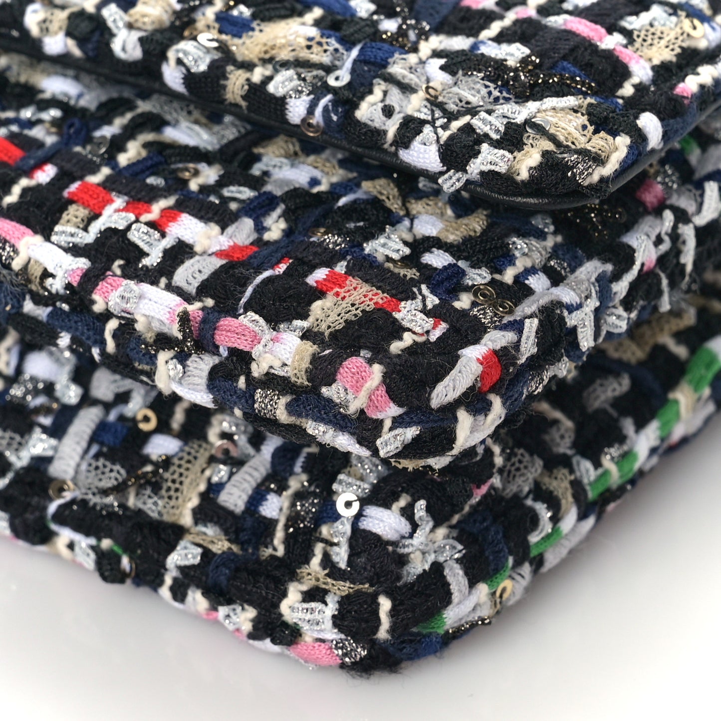 Tweed Quilted Chanel 19 Wallet On Chain WOC Black White Multicolor