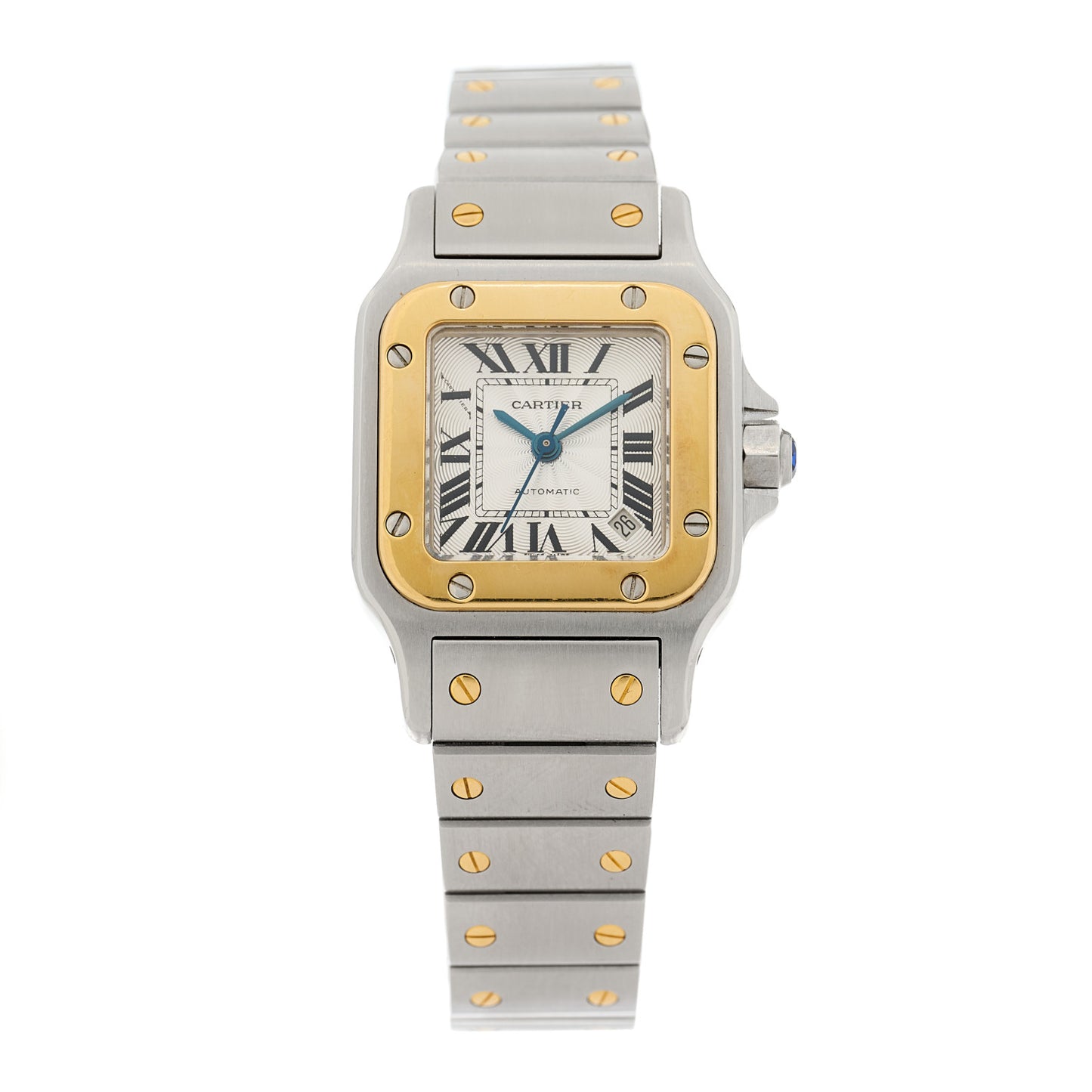 Stainless Steel 18K Yellow Gold 24mm Santos De Cartier Galbee Automatic Watch