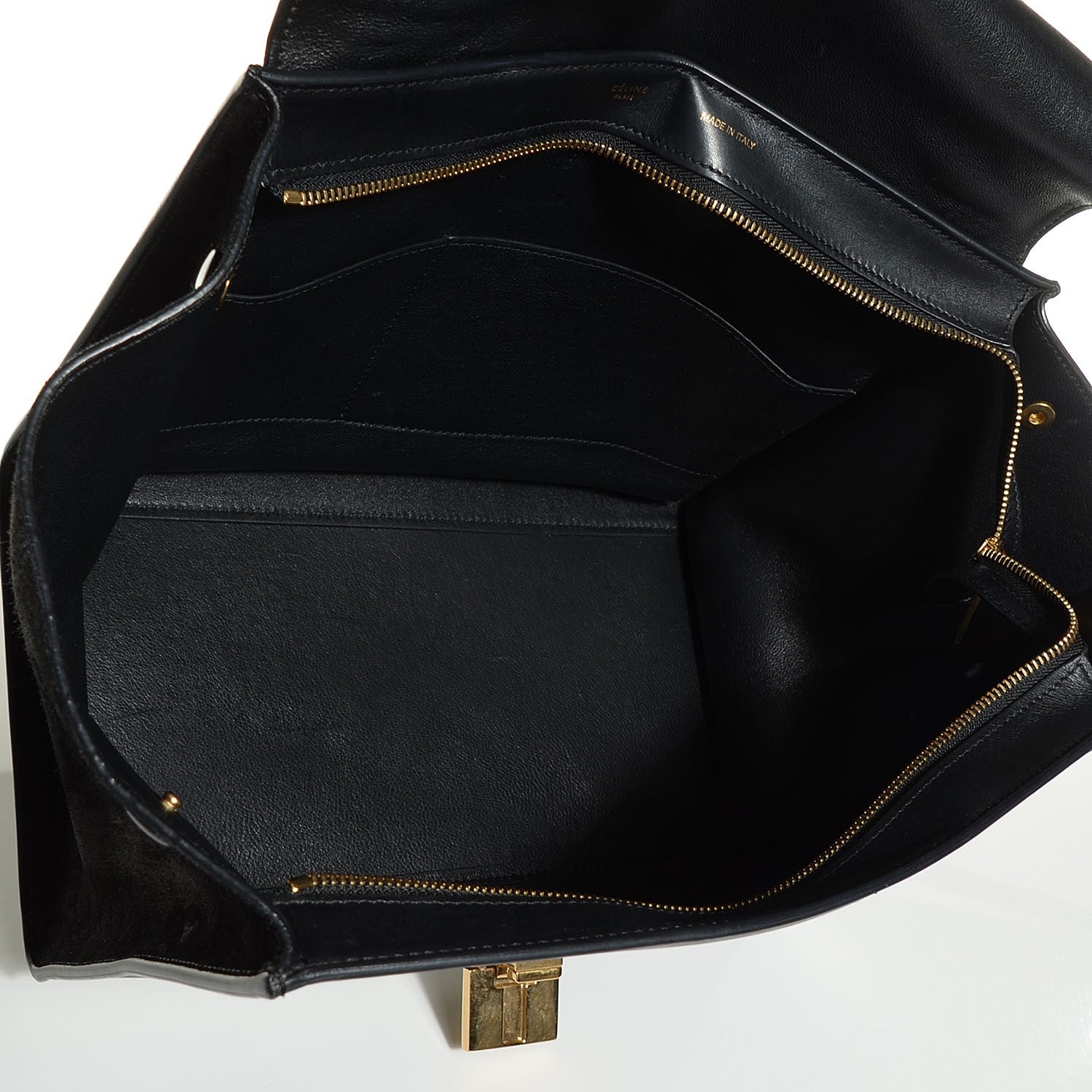 Celine Crocodile Embossed Calfskin Medium Trapeze Black 5 of 9