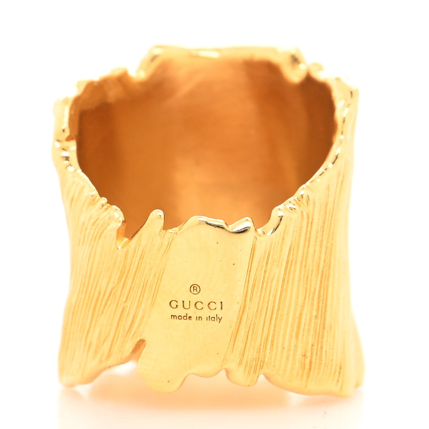 Textured Metal Interlocking G Ring S Gold