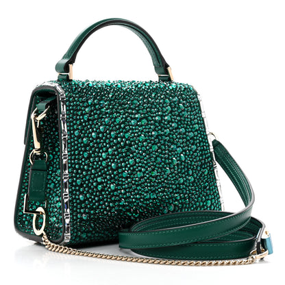 Valentino Garavani Crystal Embroidered Mini Vsling Top Handle Bag Emerald Jungle 2 of 9