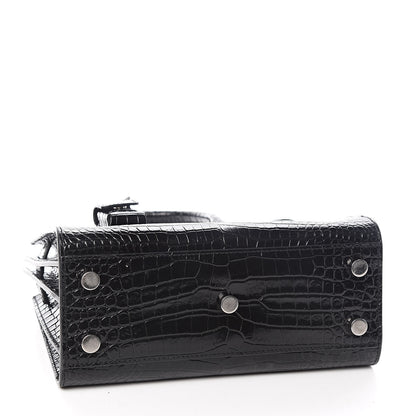 Saint Laurent Calfskin Crocodile Embossed Nano Sac De Jour Black 4 of 10