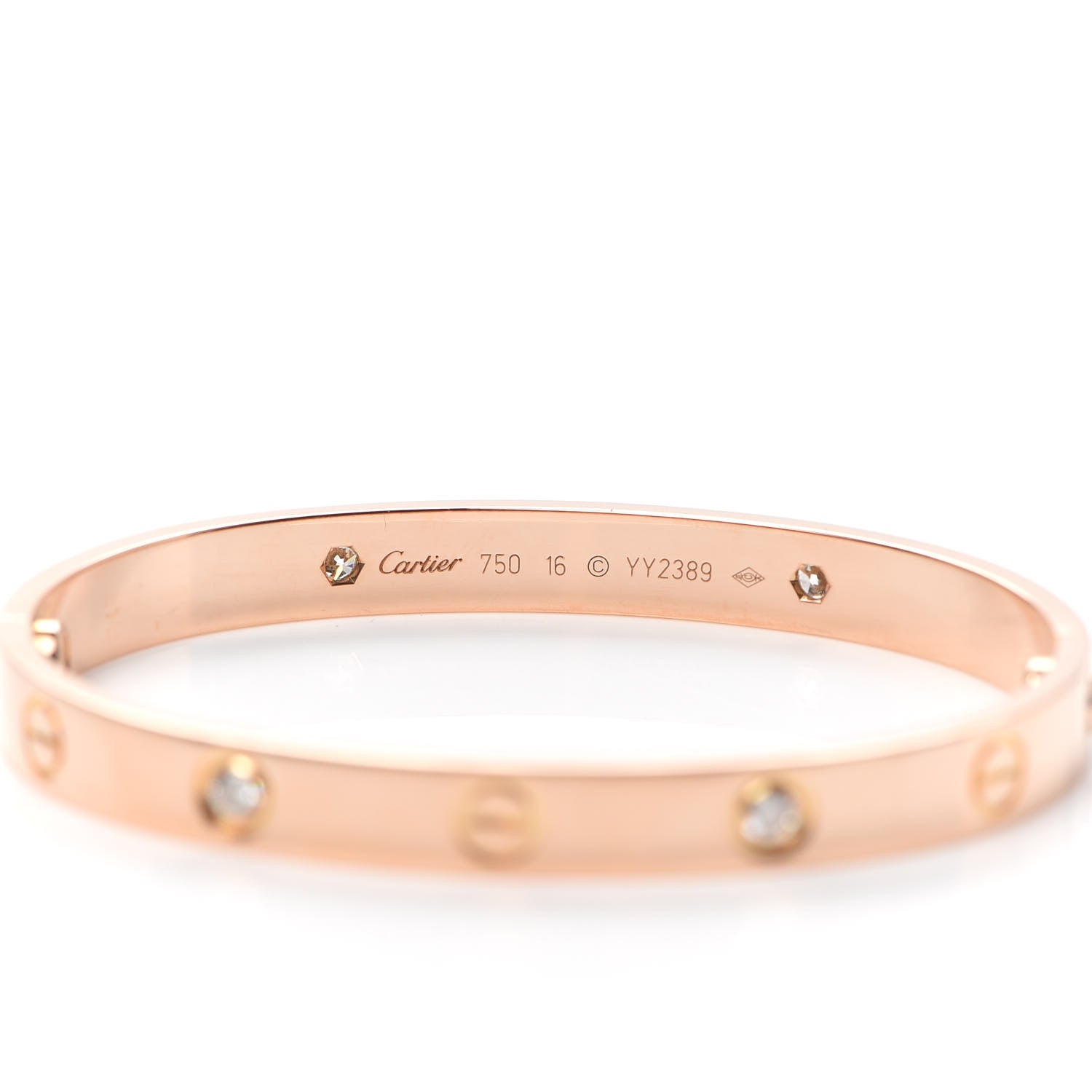 Cartier 18K Pink Gold 4 Diamond LOVE Bracelet 16 4 of 4