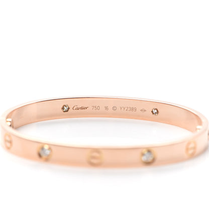 Cartier 18K Pink Gold 4 Diamond LOVE Bracelet 16 4 of 4