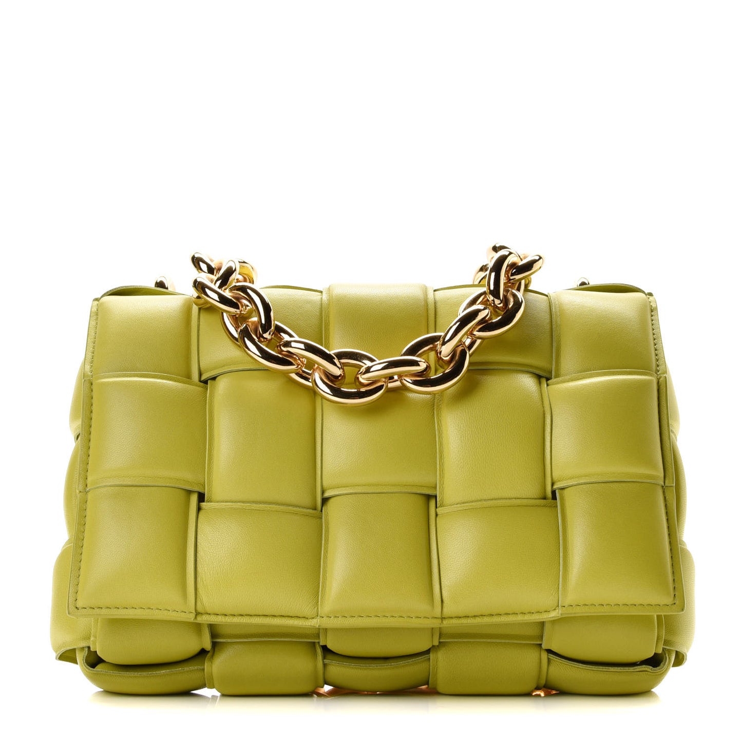 Lambskin Maxi Intreccio Padded Chain Cassette Crossbody Bag Kiwi