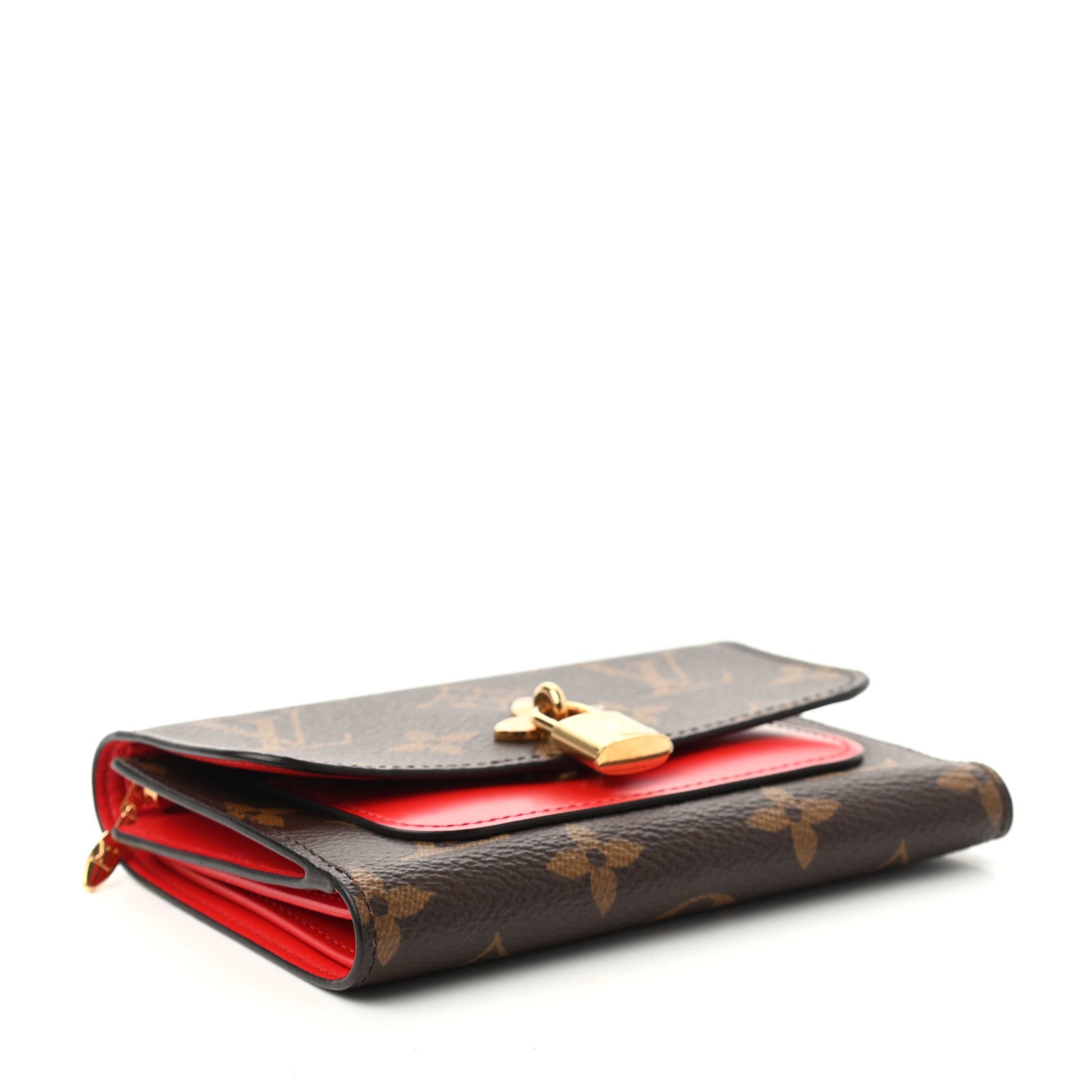Louis Vuitton Monogram Flower Lock Compact Wallet Coquelicot 4 of 7