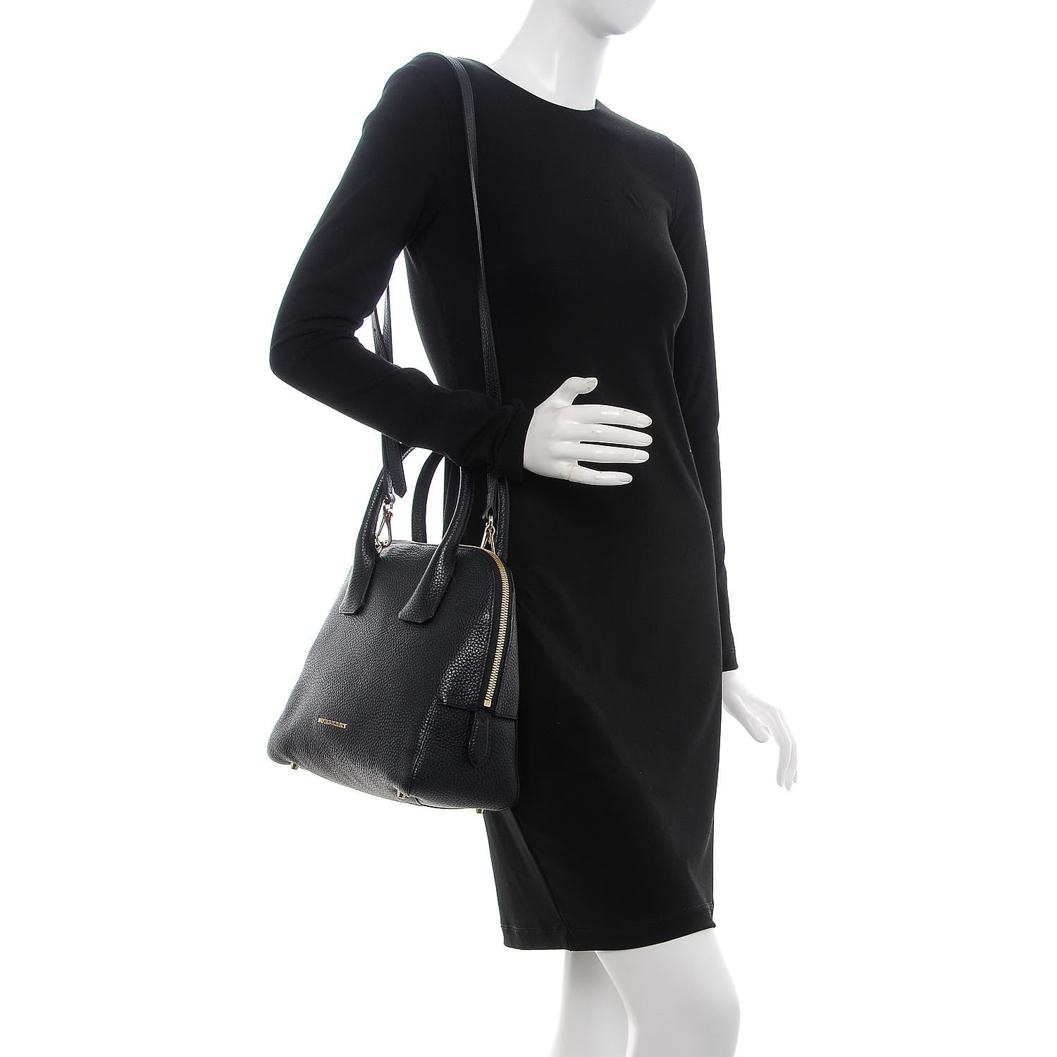 Burberry London Grainy Calfskin Small Greenwood Bowling Bag Black 2 of 14
