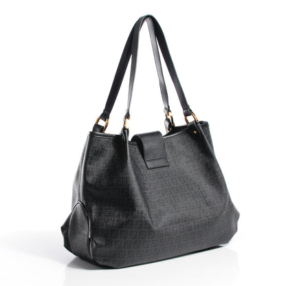 Fendi Zucchino Spalmati Vitello Medium Chiusura Tote Black 4 of 10