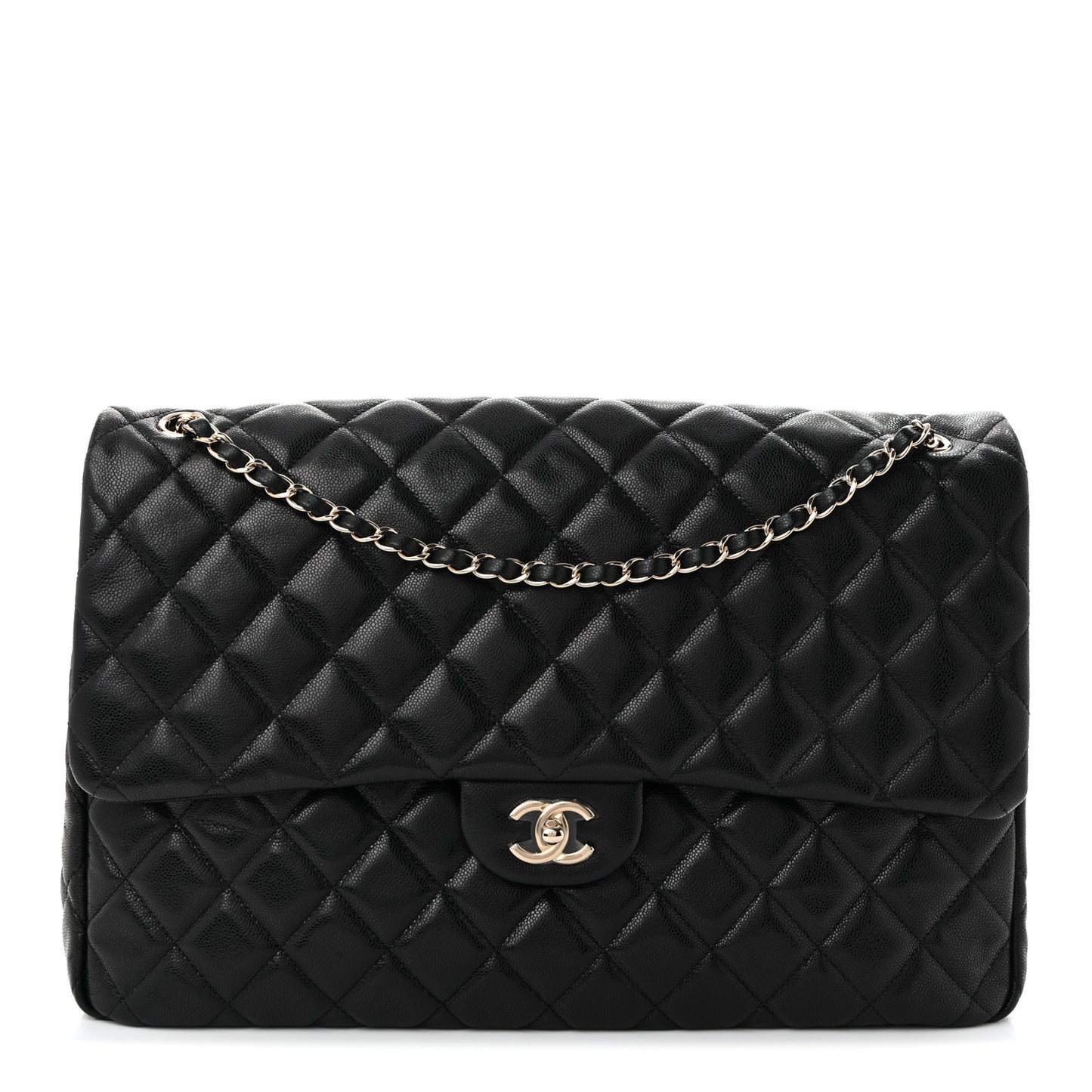 Caviar Quilted XXL Travel Flap Bag Black