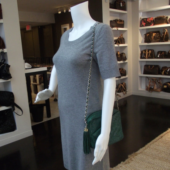 Chanel Quilted Lambskin Tassel Camera Case Green 2 of 12