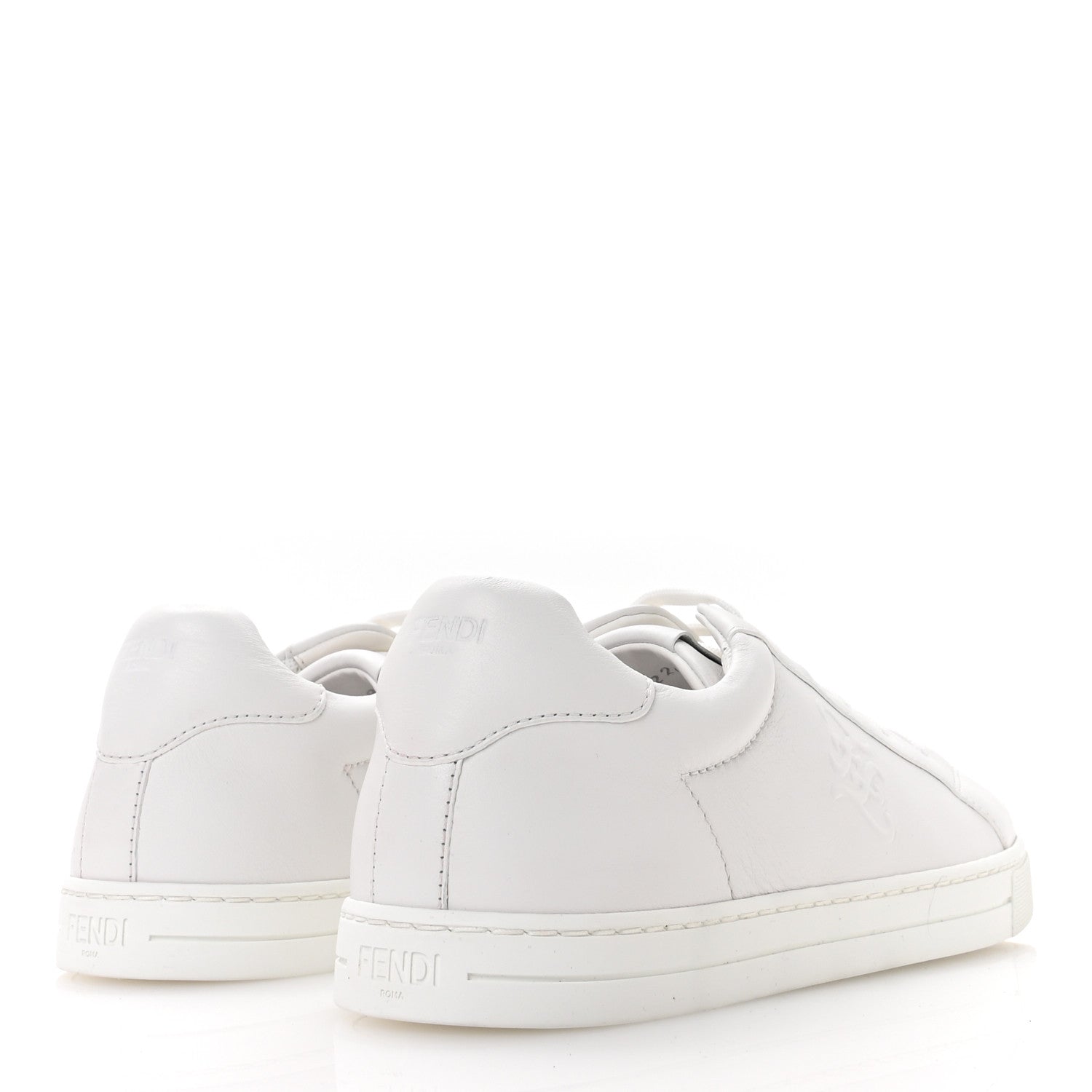 Fendi Vitello Karligraphy Embossed Low Top Sneakers 38.5 White 5 of 8