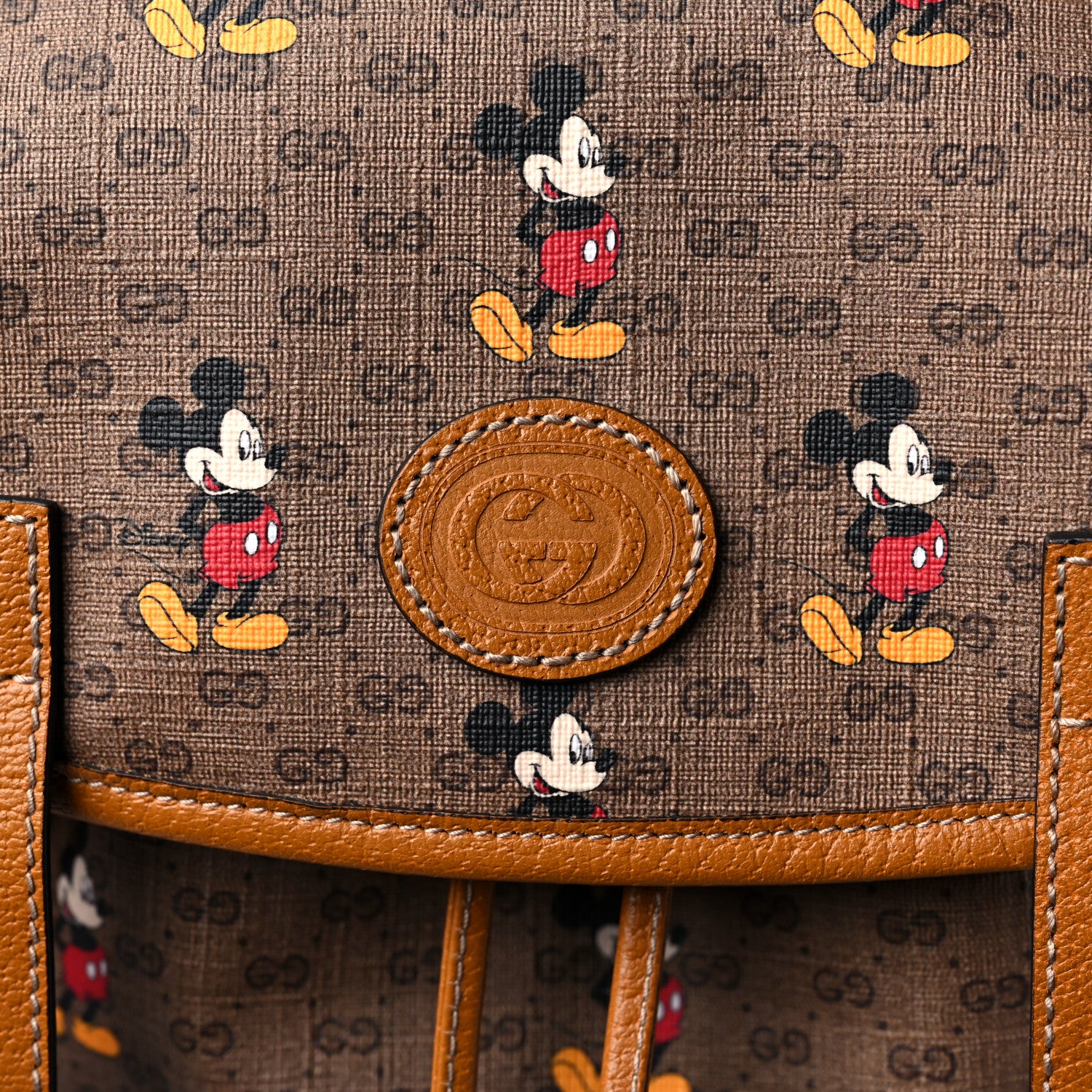 Gucci X DISNEY Mini Vintage GG Supreme Monogram Mickey Mouse Medium Backpack Beige Vintage Sun Oil 10 of 10