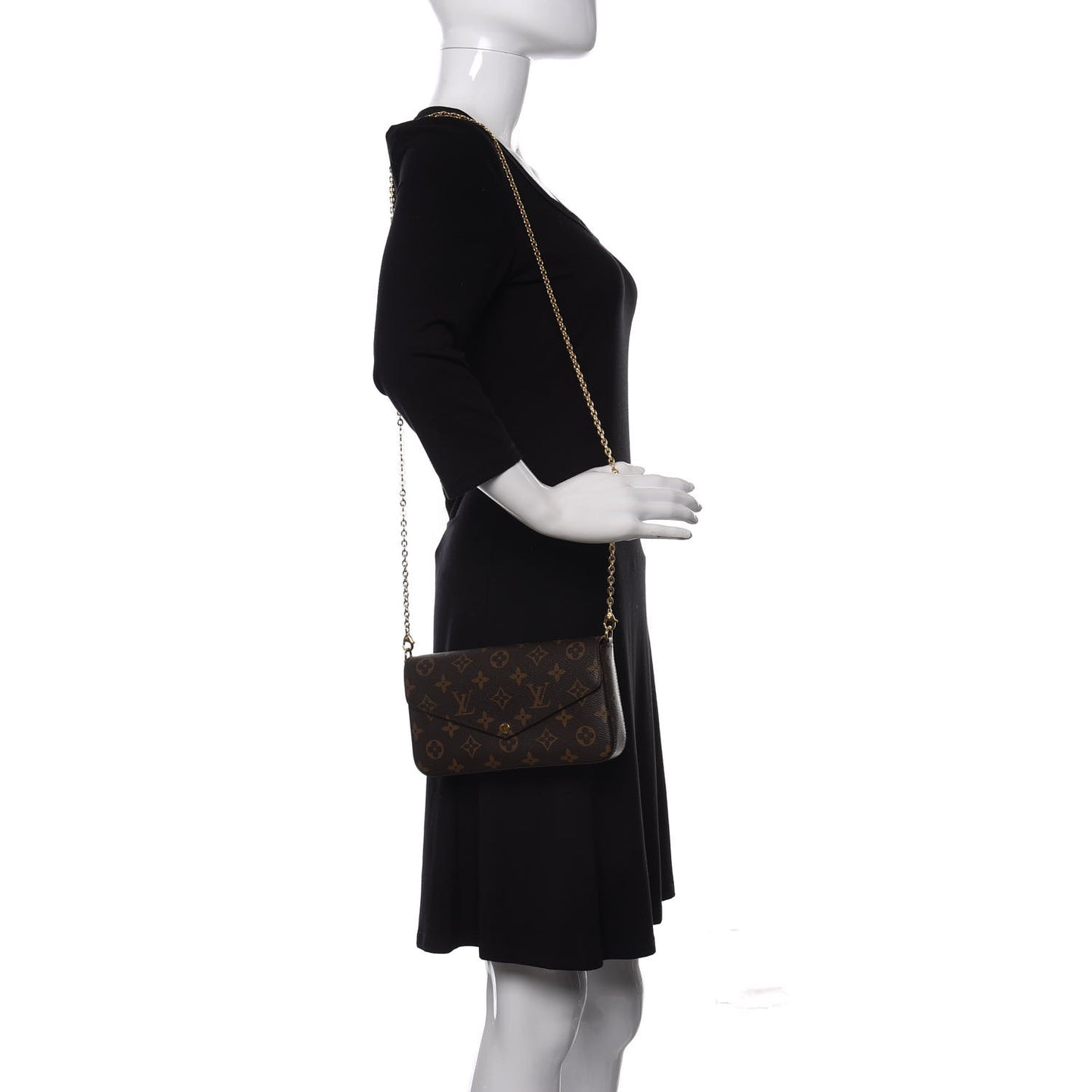 Monogram Pochette Felicie Chain Wallet Fuchsia