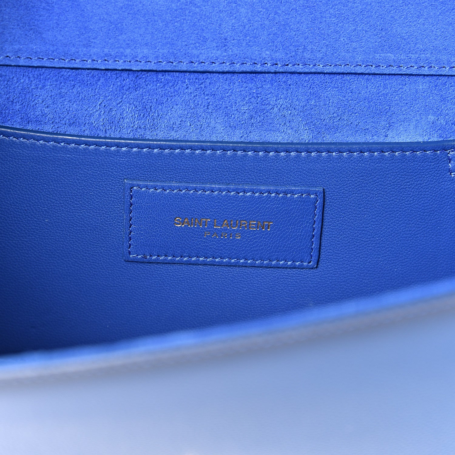 Saint Laurent Grain De Poudre Classic Monogram Cassandre Clutch Royal Blue 5 of 11