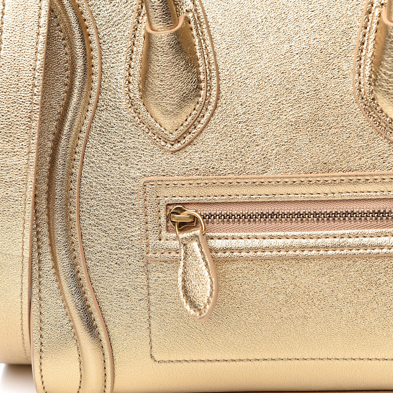 Celine Laminated Lambskin Nano Luggage Gold 8 of 11