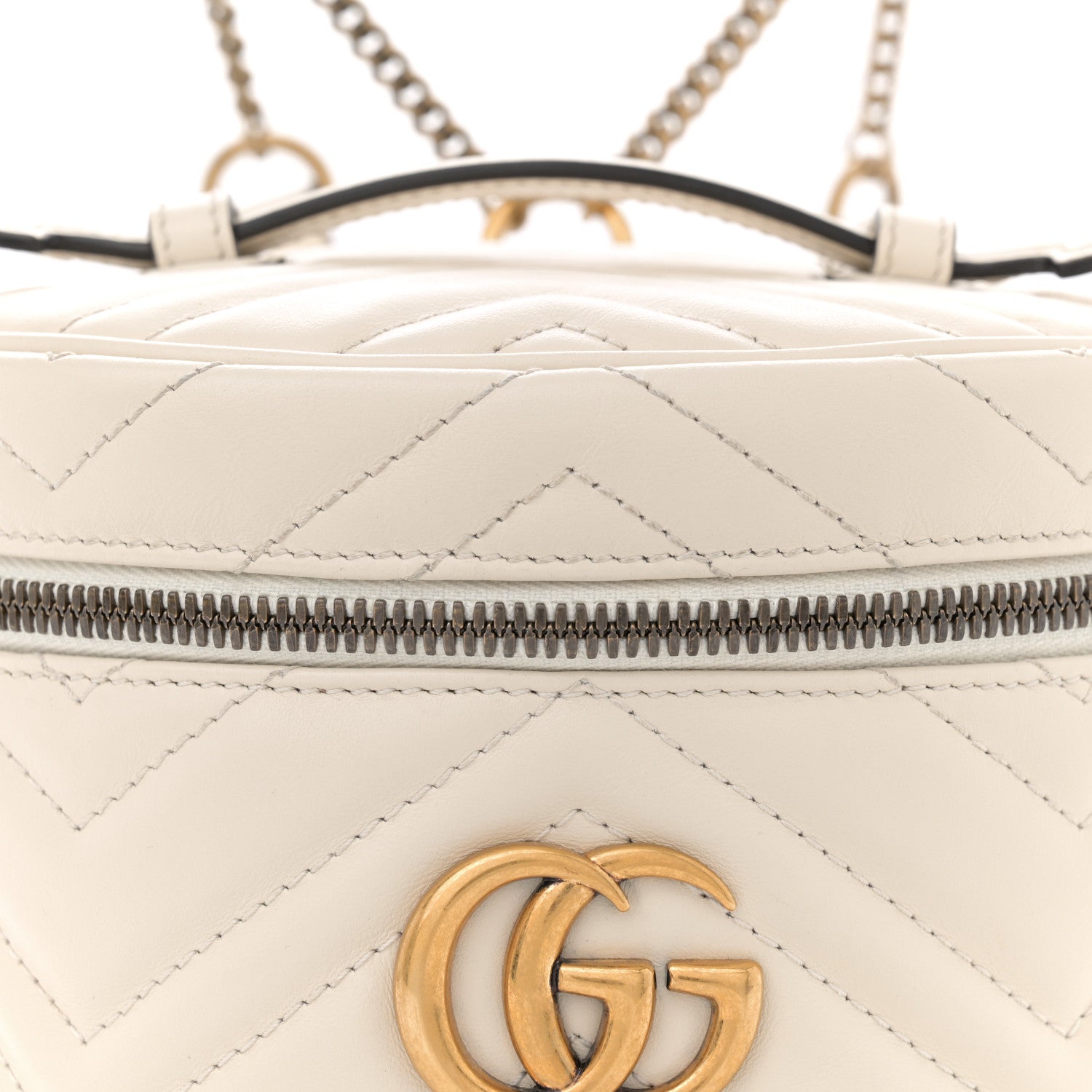 Gucci Calfskin Matelasse Mini GG Marmont Round Backpack White 8 of 10