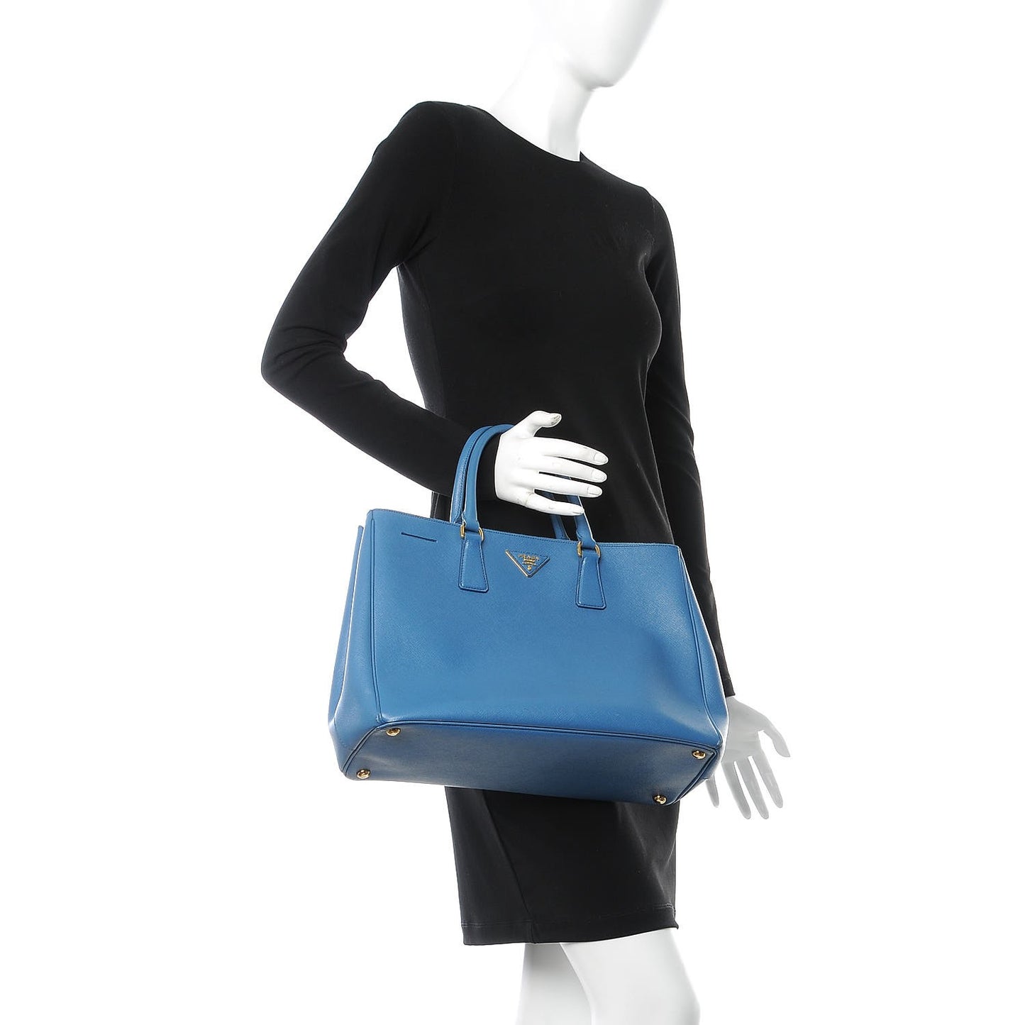 Saffiano Large Galleria Double Zip Tote Cobalto