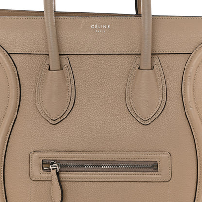 Celine Drummed Calfskin Mini Luggage Dune 7 of 12