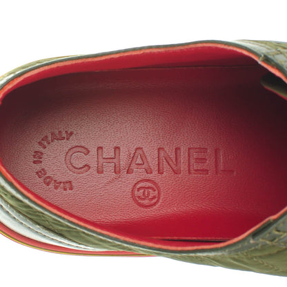 Chanel Nylon Calfskin Quilted CC Sneakers 36 Dark Green 7 of 9