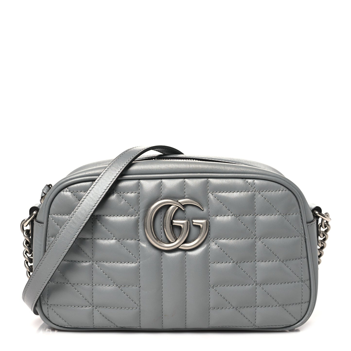 Calfskin Matelasse Aria Small GG Marmont Chain Shoulder Bag Deep Grey