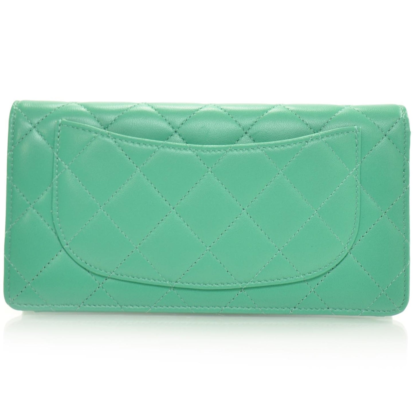 Calfskin Quilted Large Yen Wallet Menthe Green