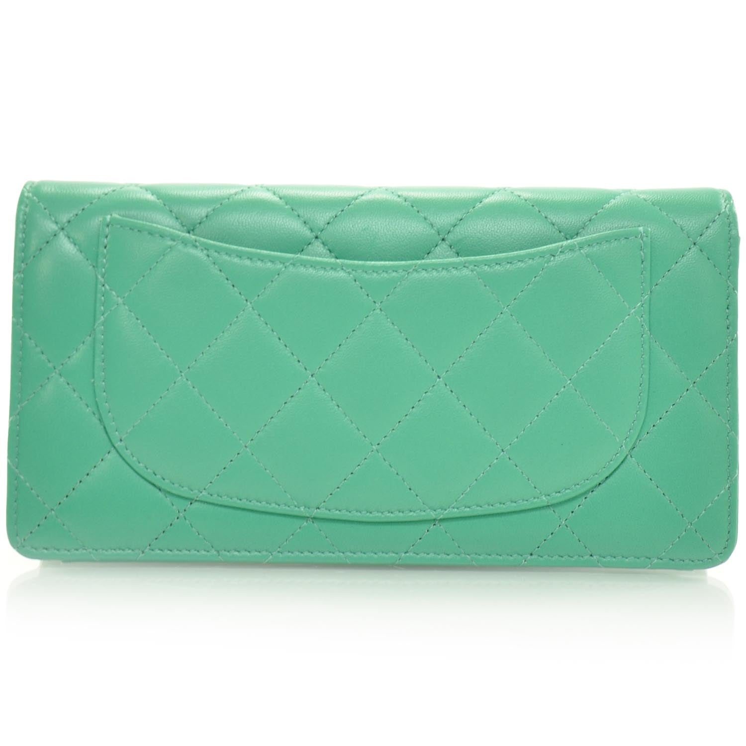 Chanel Calfskin Quilted Large Yen Wallet Menthe Green 4 of 10