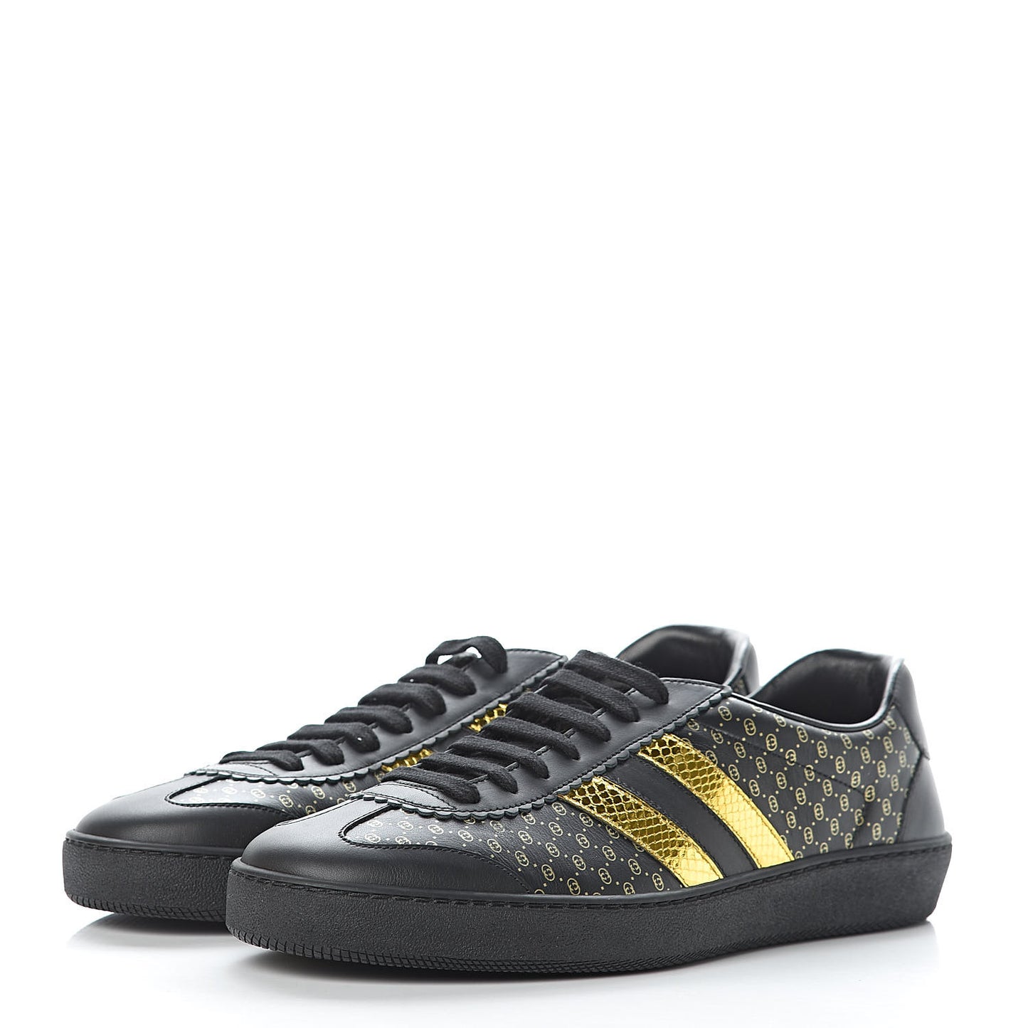 X DAPPER DAN Calfskin Laminated Ayers GG Micro Monogram Mens G74 Sneakers 9.5 Black