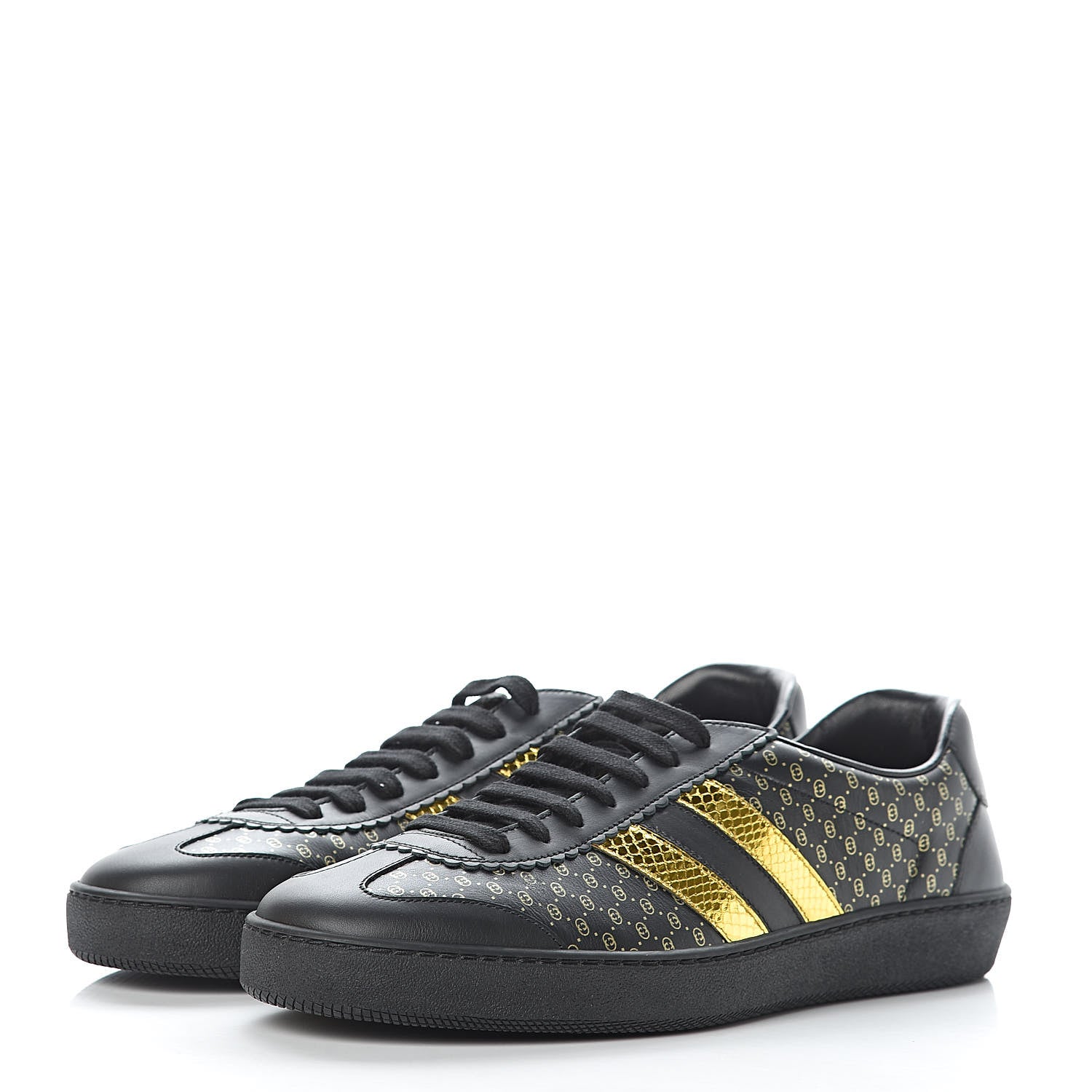 Gucci X DAPPER DAN Calfskin Laminated Ayers GG Micro Monogram Mens G74 Sneakers 9.5 Black 3 of 10