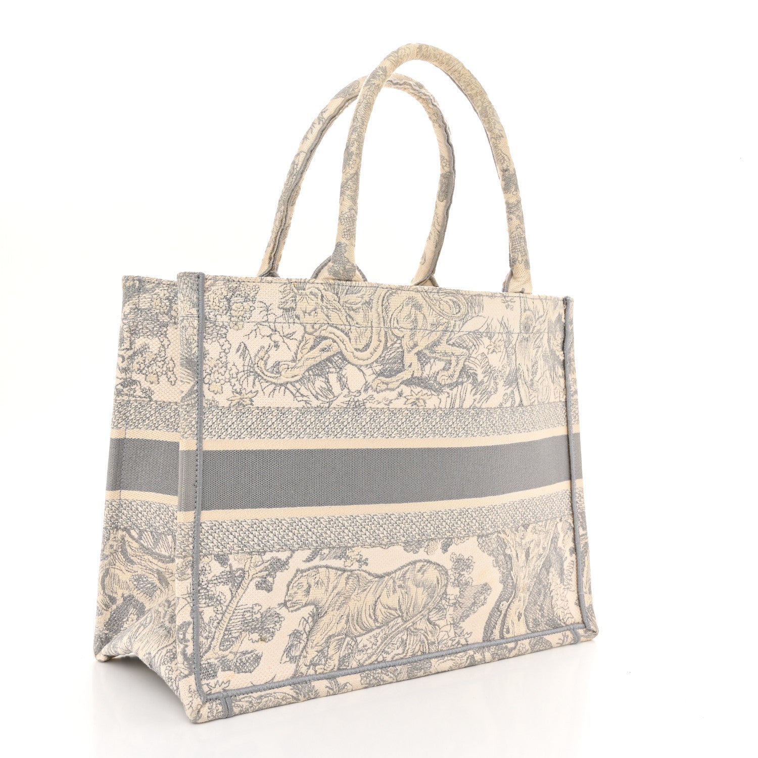 Christian Dior Canvas Embroidered Medium Dioriviera Toile De Jouy Book Tote Gray 3 of 15