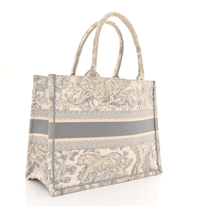 Christian Dior Canvas Embroidered Medium Dioriviera Toile De Jouy Book Tote Gray 3 of 15