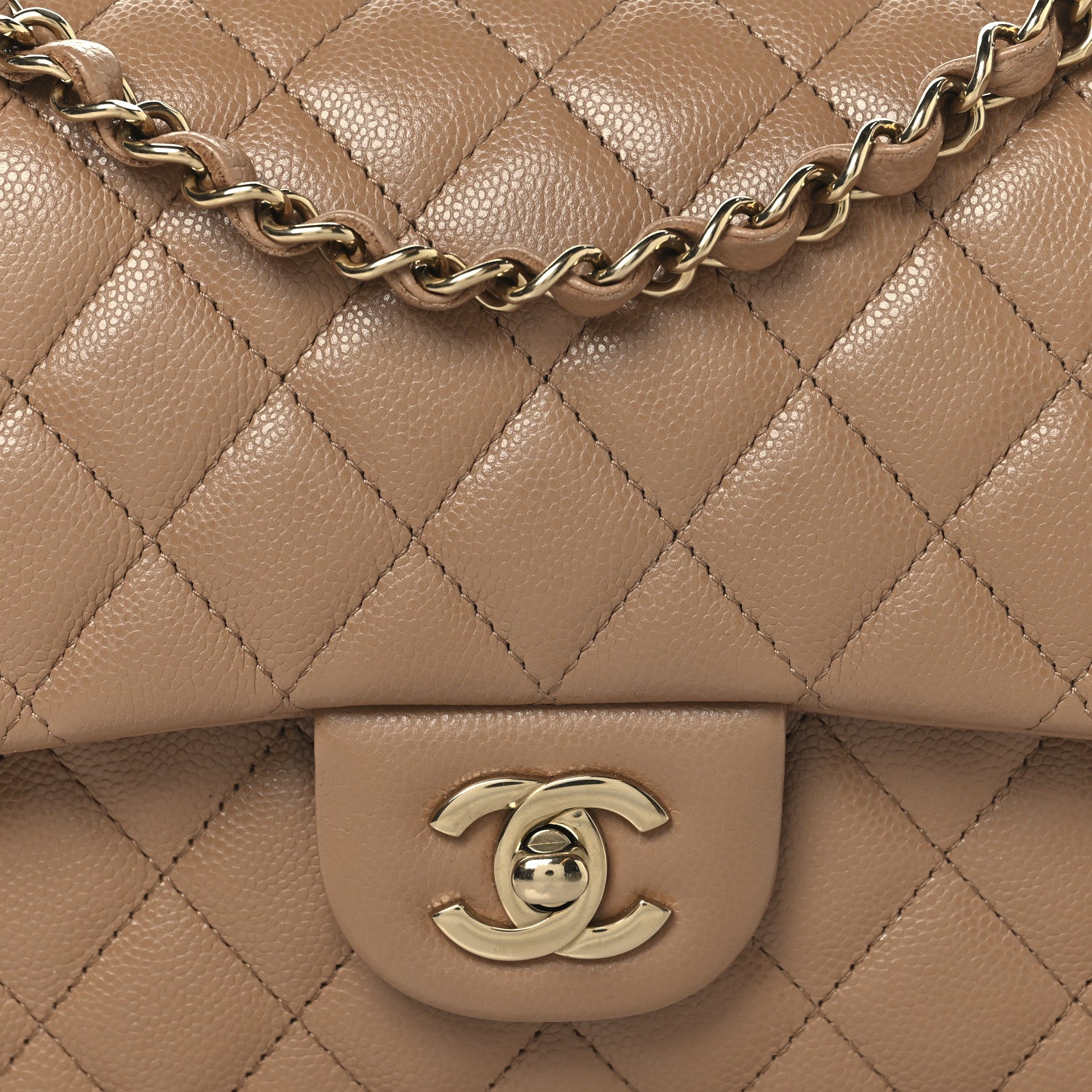 Chanel Caviar Quilted Medium Double Flap Dark Beige 8 of 11