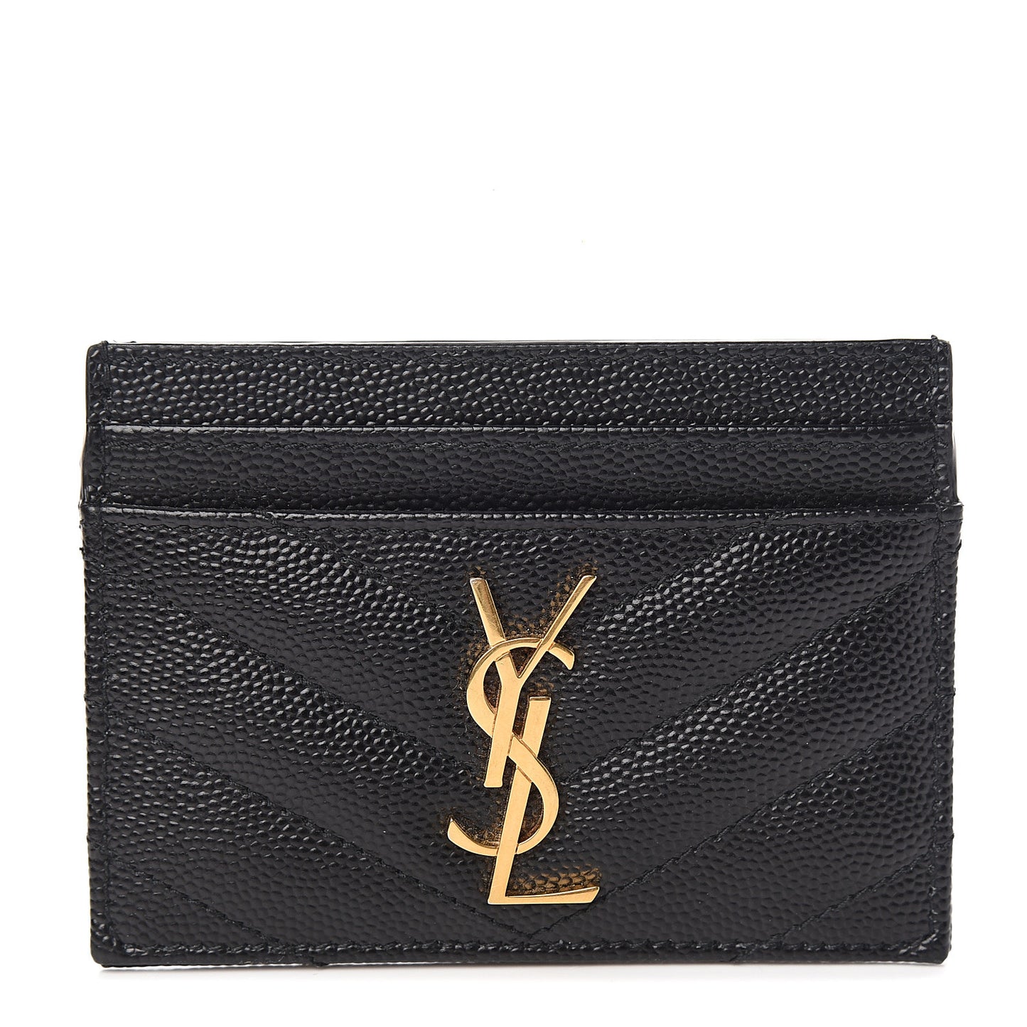 Grain De Poudre Matelasse Chevron Monogram Credit Card Case Black