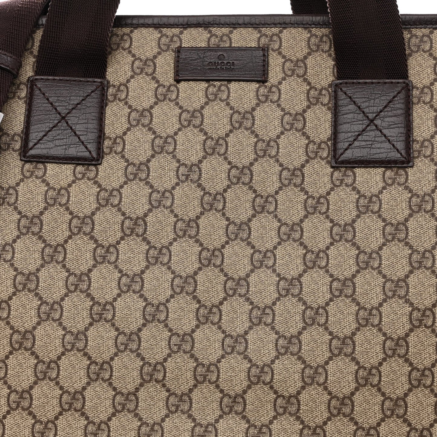 Soft GG Supreme Monogram Web Handle Vertical Tote Dark Brown