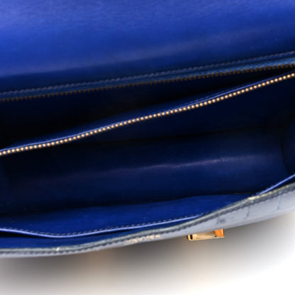 Hermes Shiny Porosus Crocodile Constance 23 Bleu Saphir 5 of 9