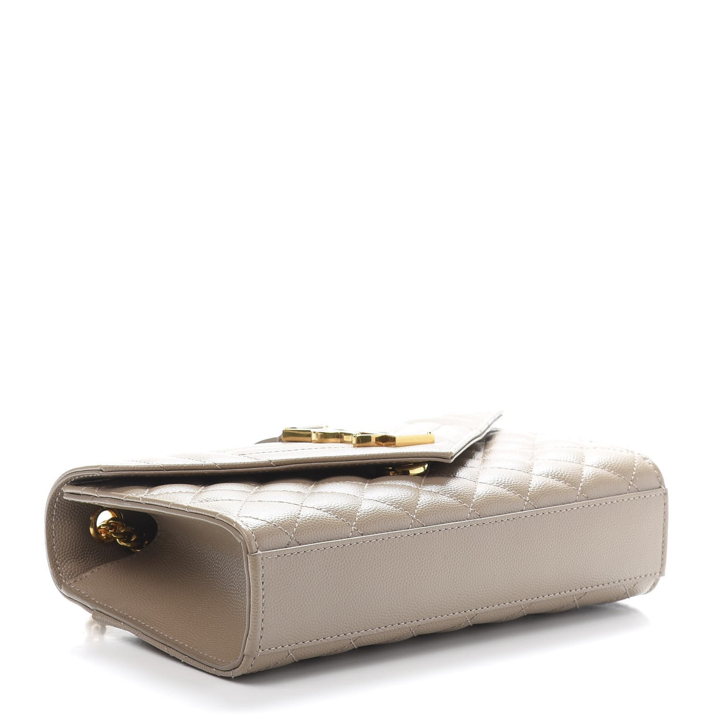 Grain De Poudre Textured Mixed Matelasse Triquilt Small Monogram Satchel Dark Beige