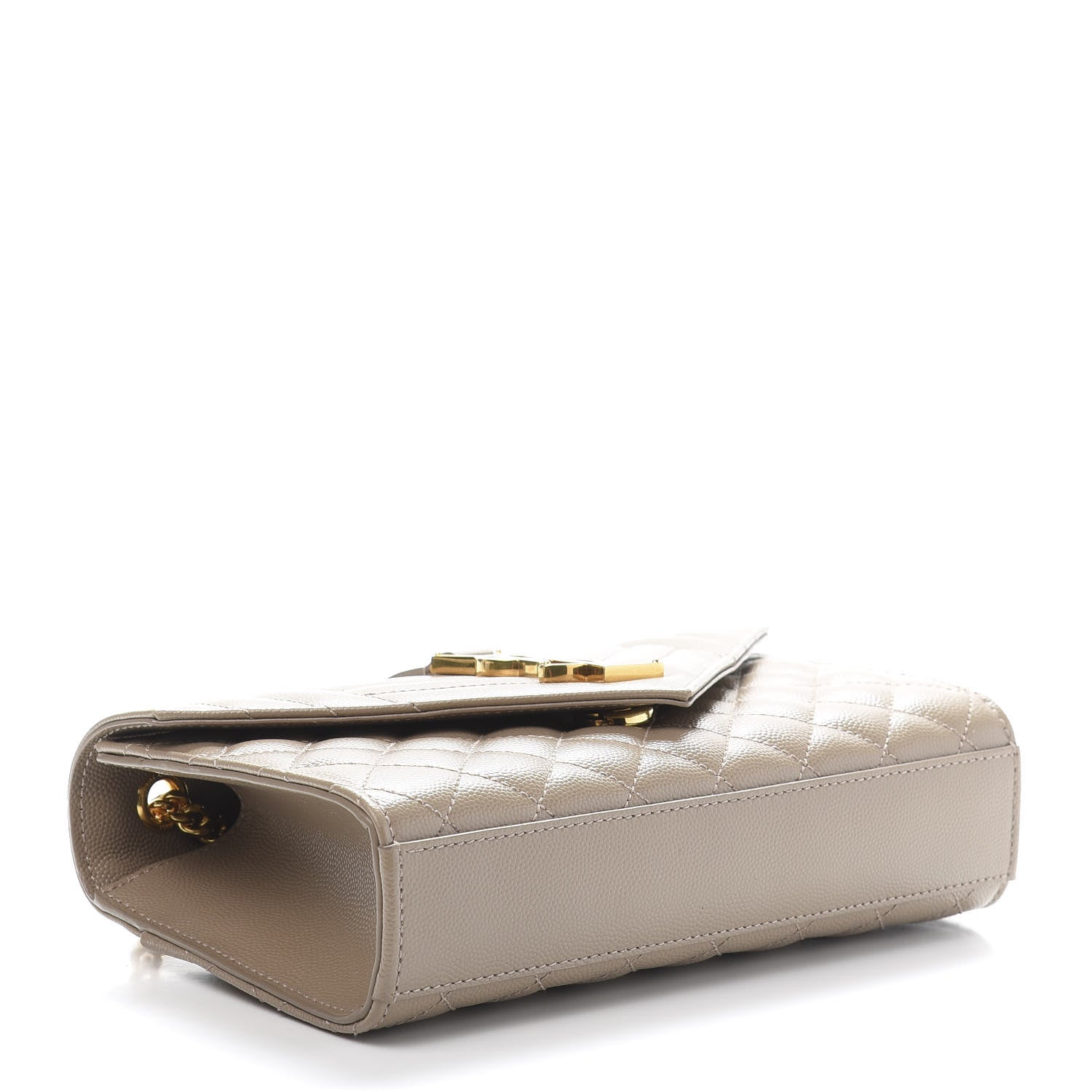 Saint Laurent Grain De Poudre Textured Mixed Matelasse Triquilt Small Monogram Satchel Dark Beige 4 of 10