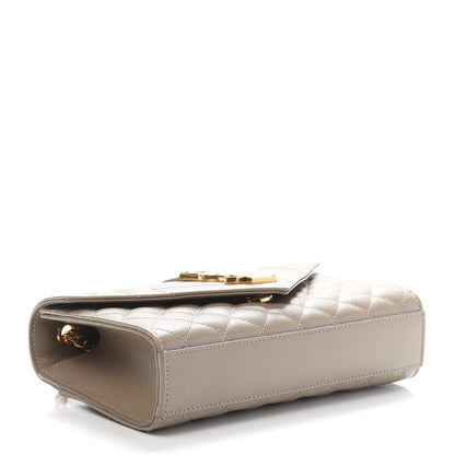 Saint Laurent Grain De Poudre Textured Mixed Matelasse Triquilt Small Monogram Satchel Dark Beige 4 of 10