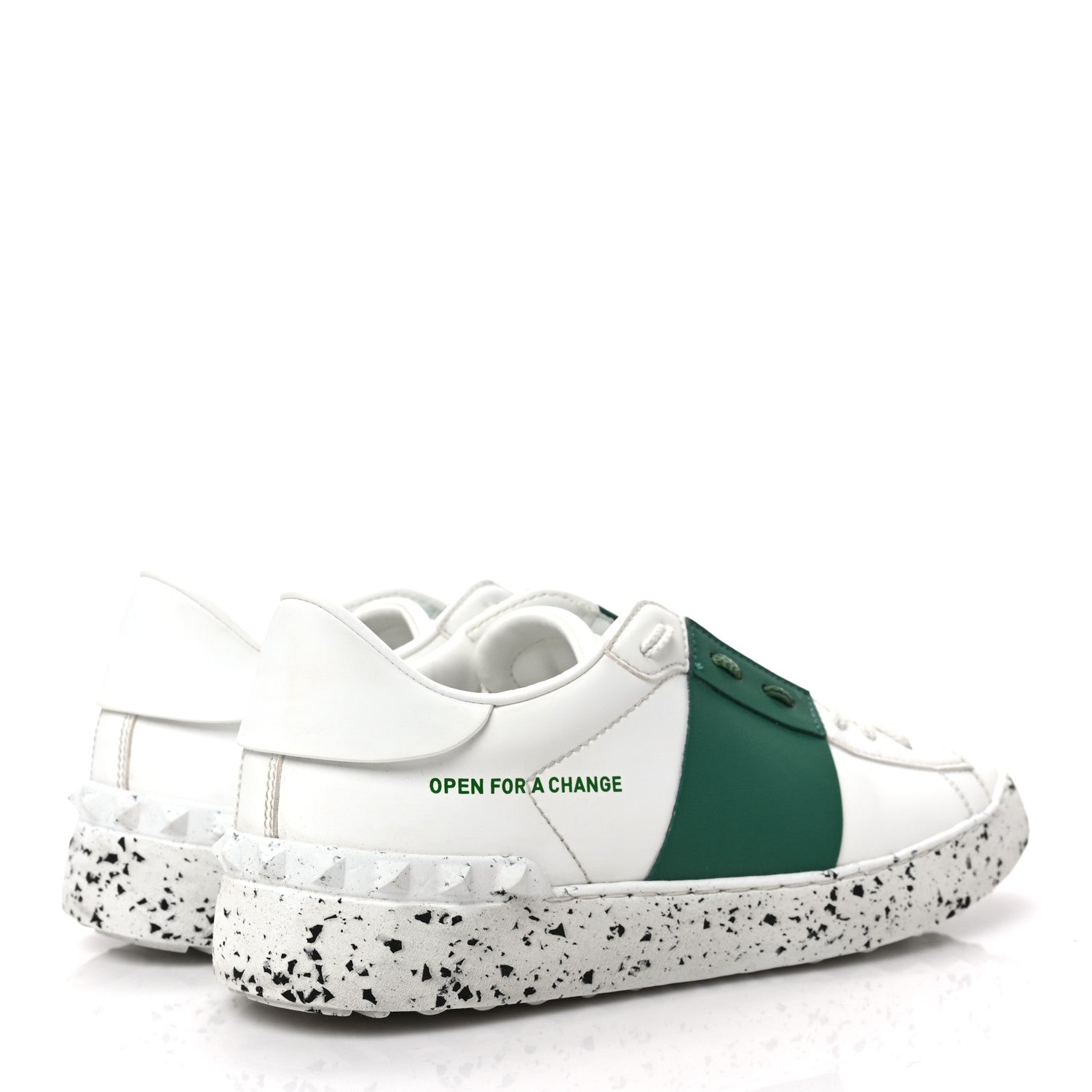 Valentino Garavani Bio-Based Vegan Leather Womens Rockstud Open for a Change Sneakers 40 White English Green 4 of 8