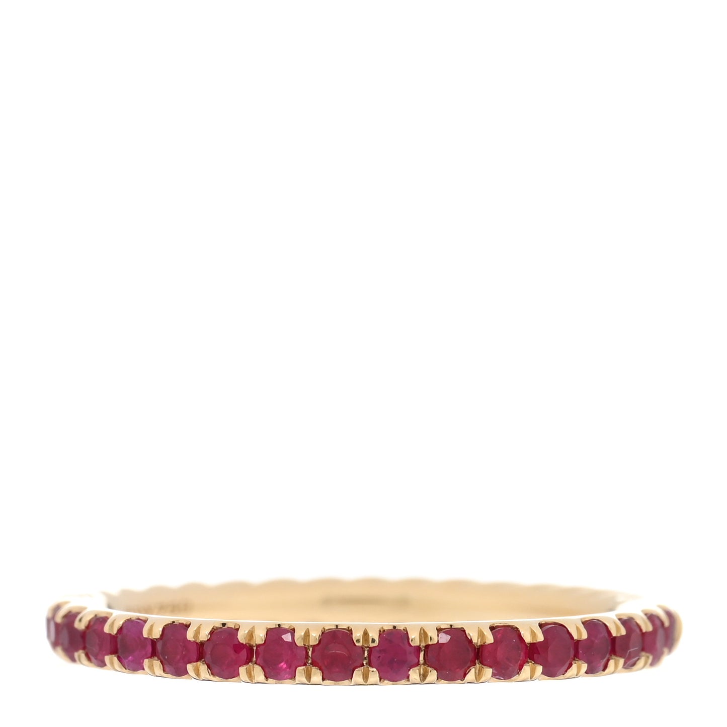 18K Yellow Gold Ruby 2mm Pave Cable Collectibles Stack Ring 54 7