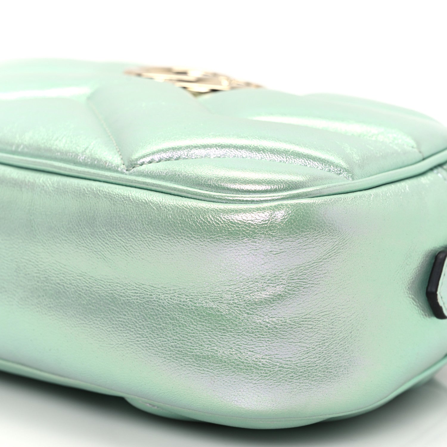 Gucci Iridescent Nappa Chevron Matelasse Small GG Marmont Chain Shoulder Bag Iridescent Salvy Green 10 of 12
