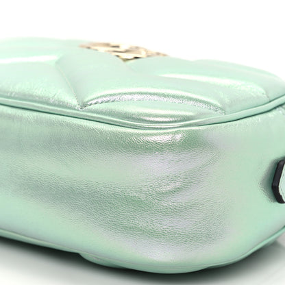 Gucci Iridescent Nappa Chevron Matelasse Small GG Marmont Chain Shoulder Bag Iridescent Salvy Green 10 of 12