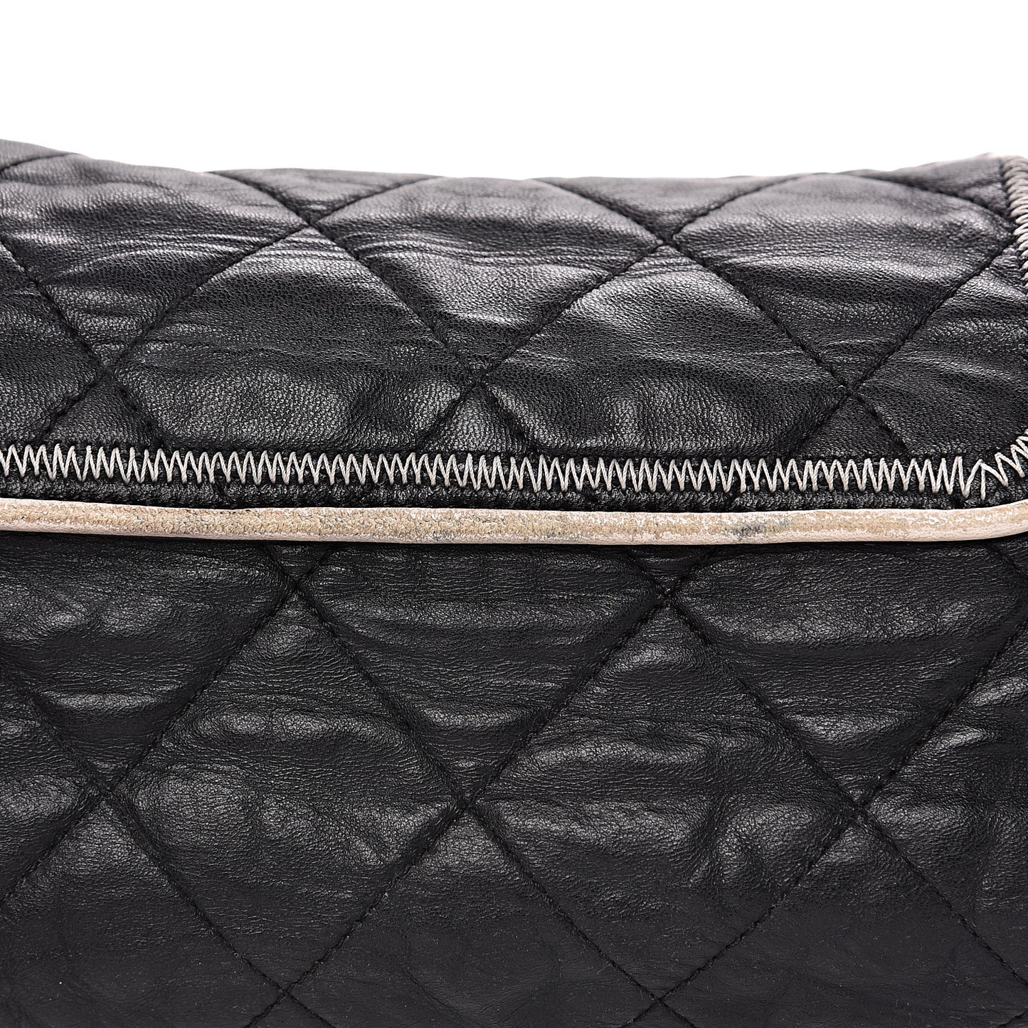 Lambskin Quilted East West Accordion Flap Black