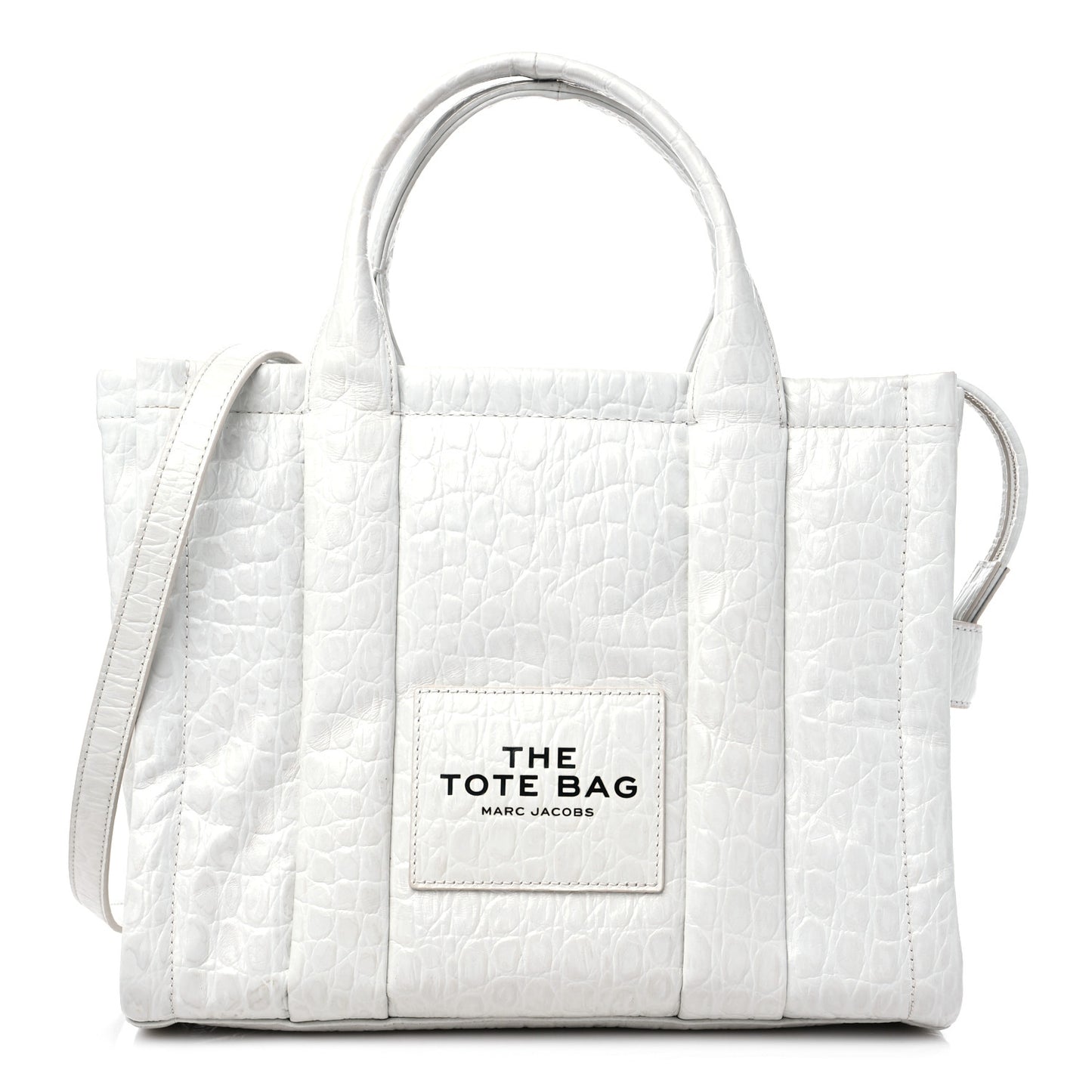 Croc Embossed Medium The Tote Bag White