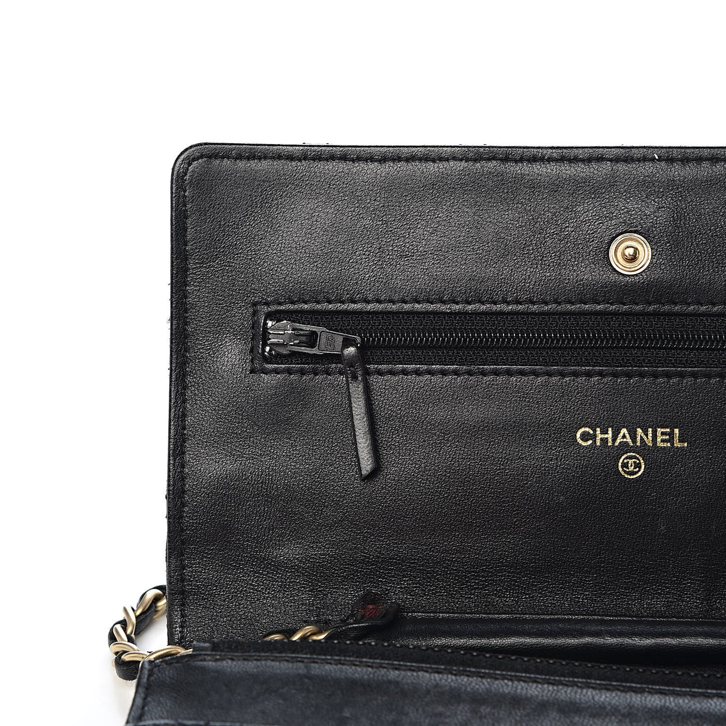 Lambskin Quilted Wallet On Chain WOC Black