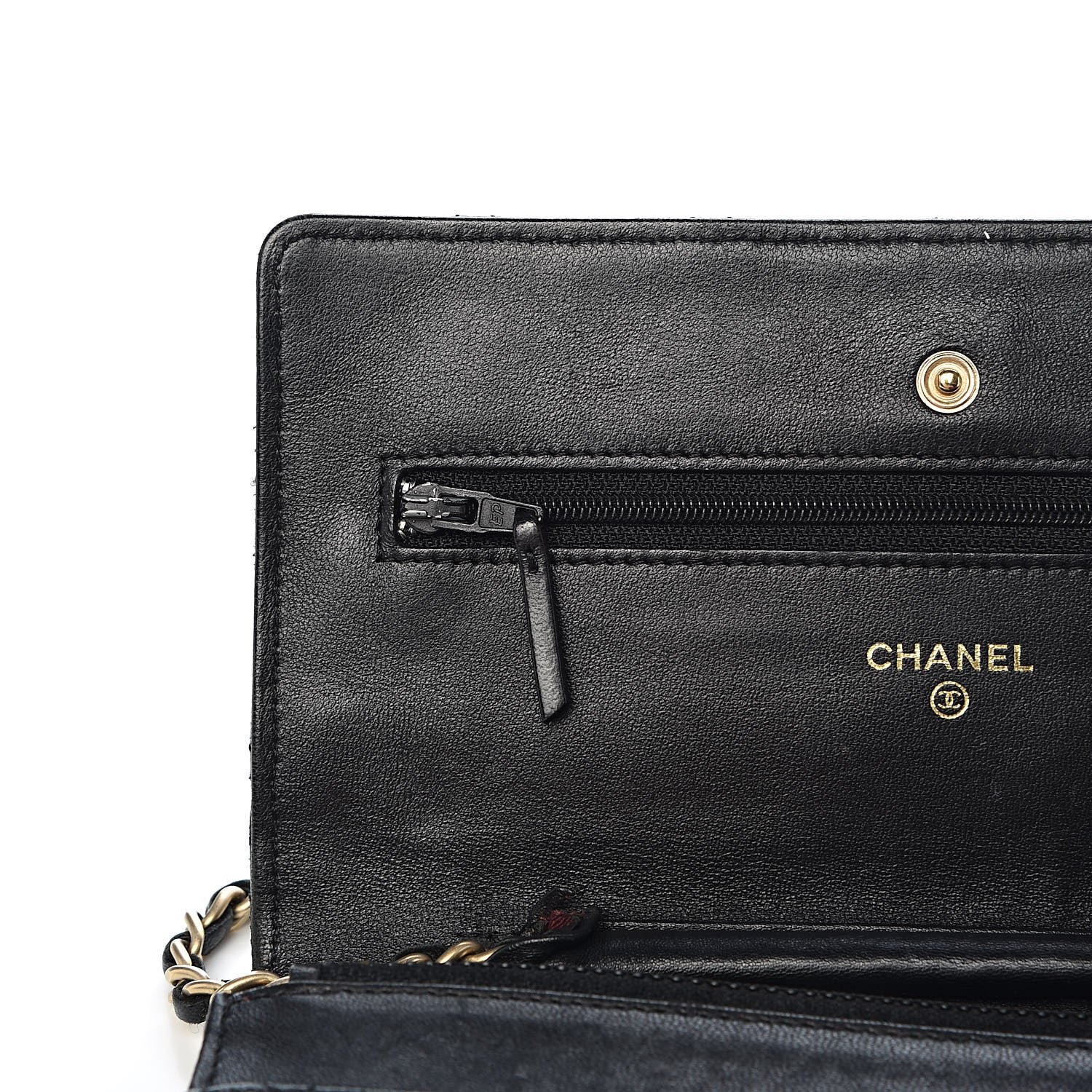 Chanel Lambskin Quilted Wallet On Chain WOC Black 10 of 17