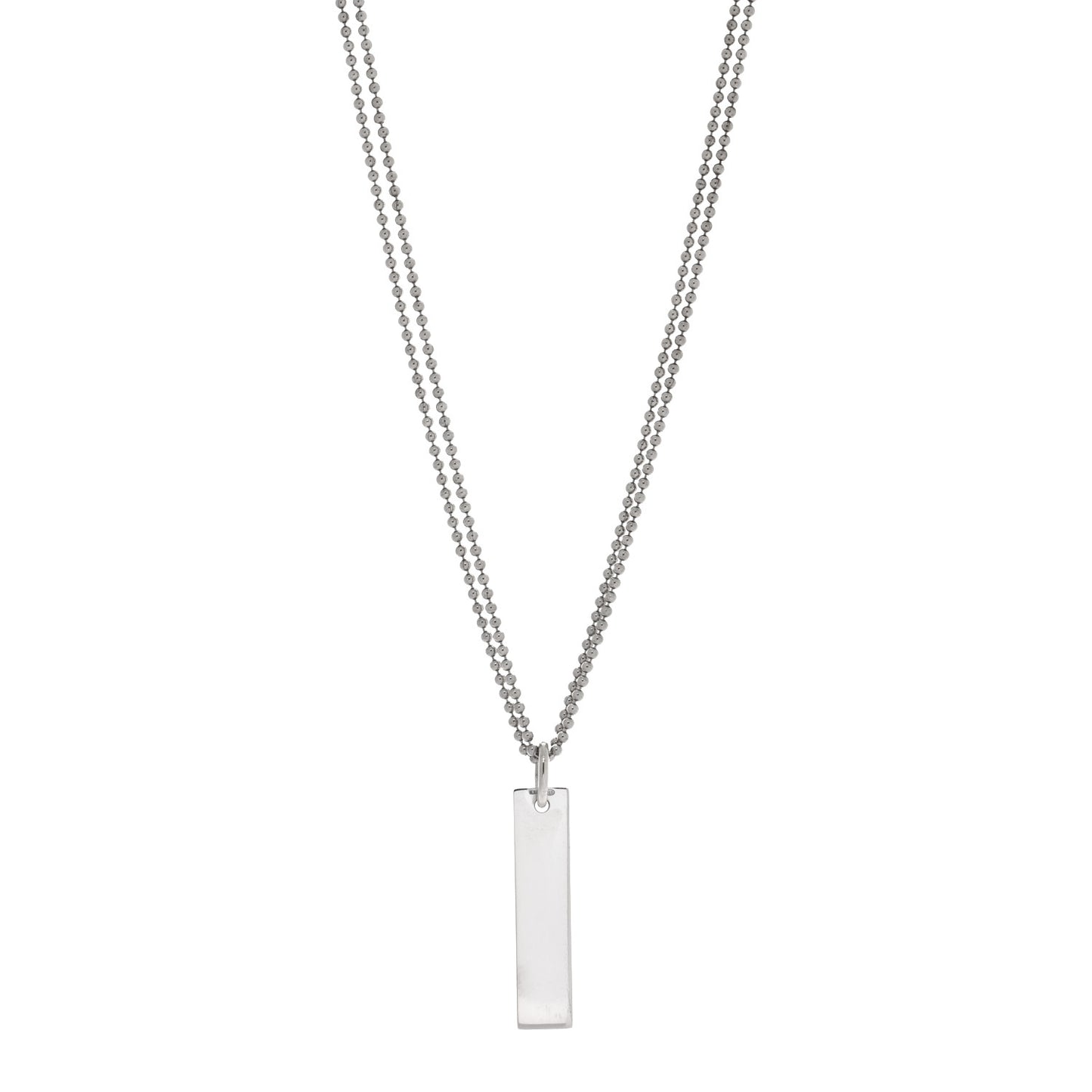 Sterling Silver  Double Bead Bar Pendant Necklace
